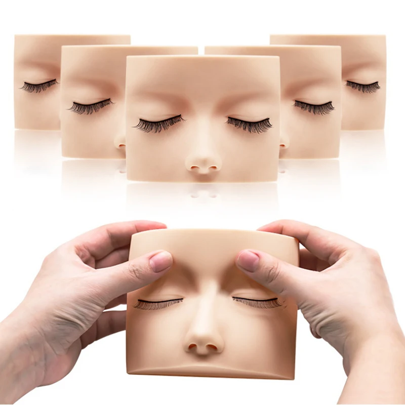 1PC Grafted Eyelashes Training Head Mold Multifunctional Mannequin Practice Silicone Skin Fake Face Eyelids Makeup Tools