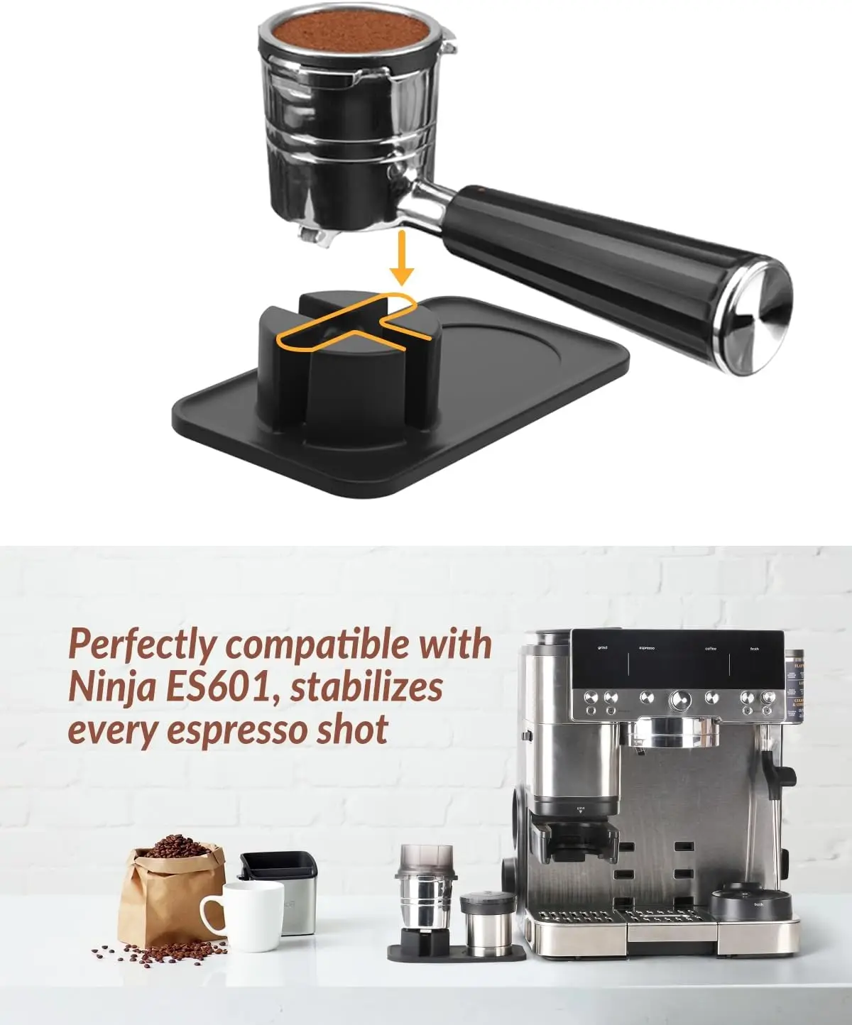 Tamping Mat for Ninja Luxe Cafe Espresso Machine ES601 Food-Grade Silicone  Tamper Holder Non-Slip Accessories view 2