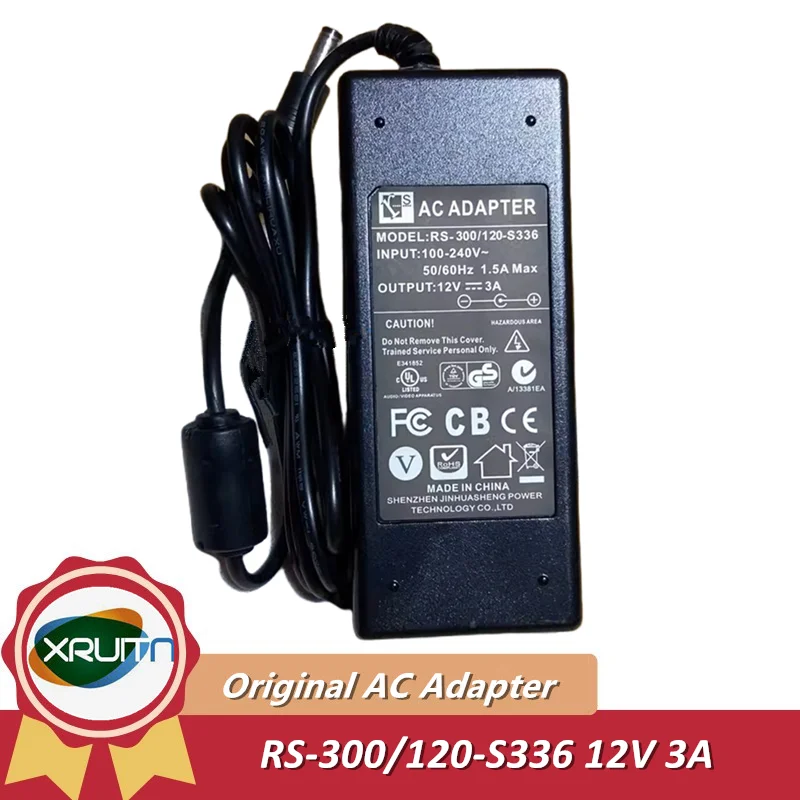 Genuine JINHUASHENG 12V 3A RS-300/120-S336 120-S325 AC Adapter Charger Power Supply 5.5*2.1mm Original