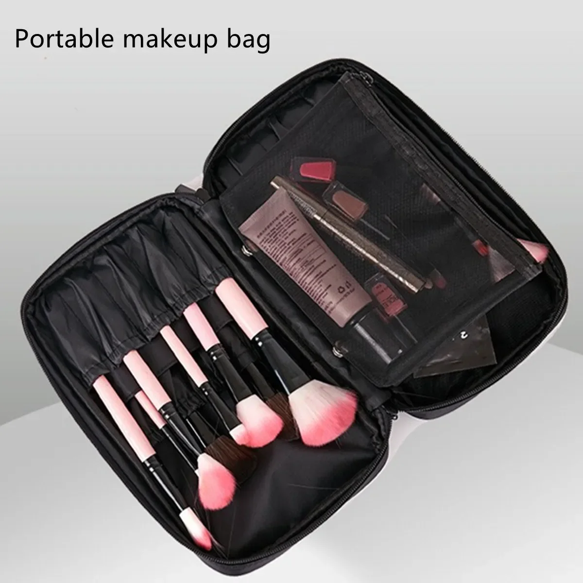Portable Makeup Bag Cosmetics Make Up Brush Toolkit Woman Travel Storage Pack Mini Handbag Waterproof Tool Box Zipper Packback