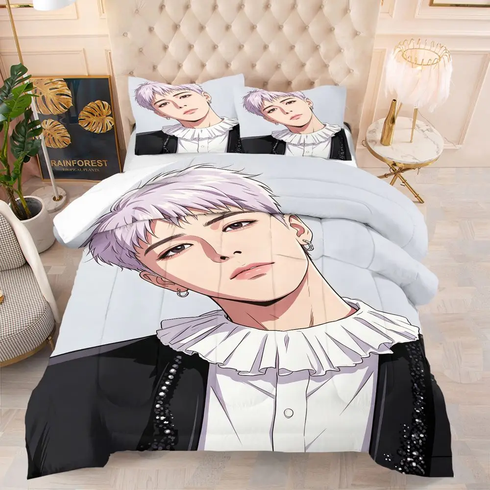Pastel Silver Hair Ruffle Collar Comforter Set Quilt Bedding Set Pillowcase Trendy Teen Male Bedroom Printed Bedding