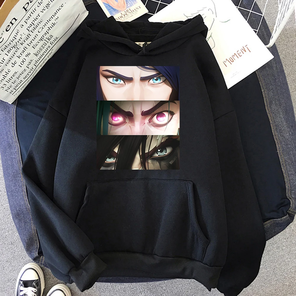 Jayvik Hoodie Fashion Women Anime Arcane Caitlyn Ekko Vi Jinx Hoodies Unisex Cartoon Vintage Jayce X Viktor Pullover Sweatshirts