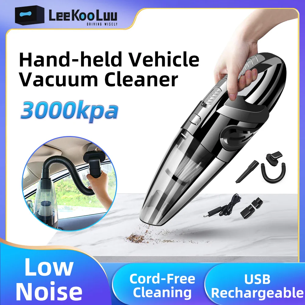 Leekooluu Car Vacuum Cleaner Powerful Cleaning Machine Handheld Car Vacuum Rechargeable Wireless Cleaner For Car Home Pet Hair