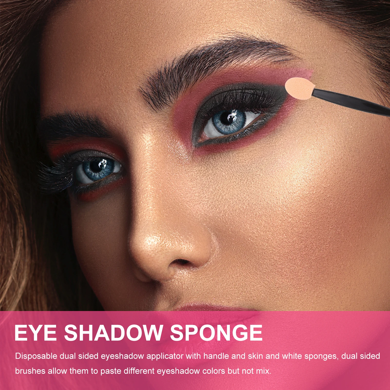 Aplicadores de maquiagem para os olhos de dupla face, 100 peças, cabeças seguras, ferramentas de toque confortável, pincel de sombra, lado duplo