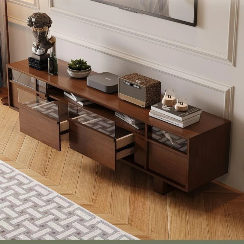 Retro solid wood TV cabinet, living room home storage locker, bedroom room TV video cabinet