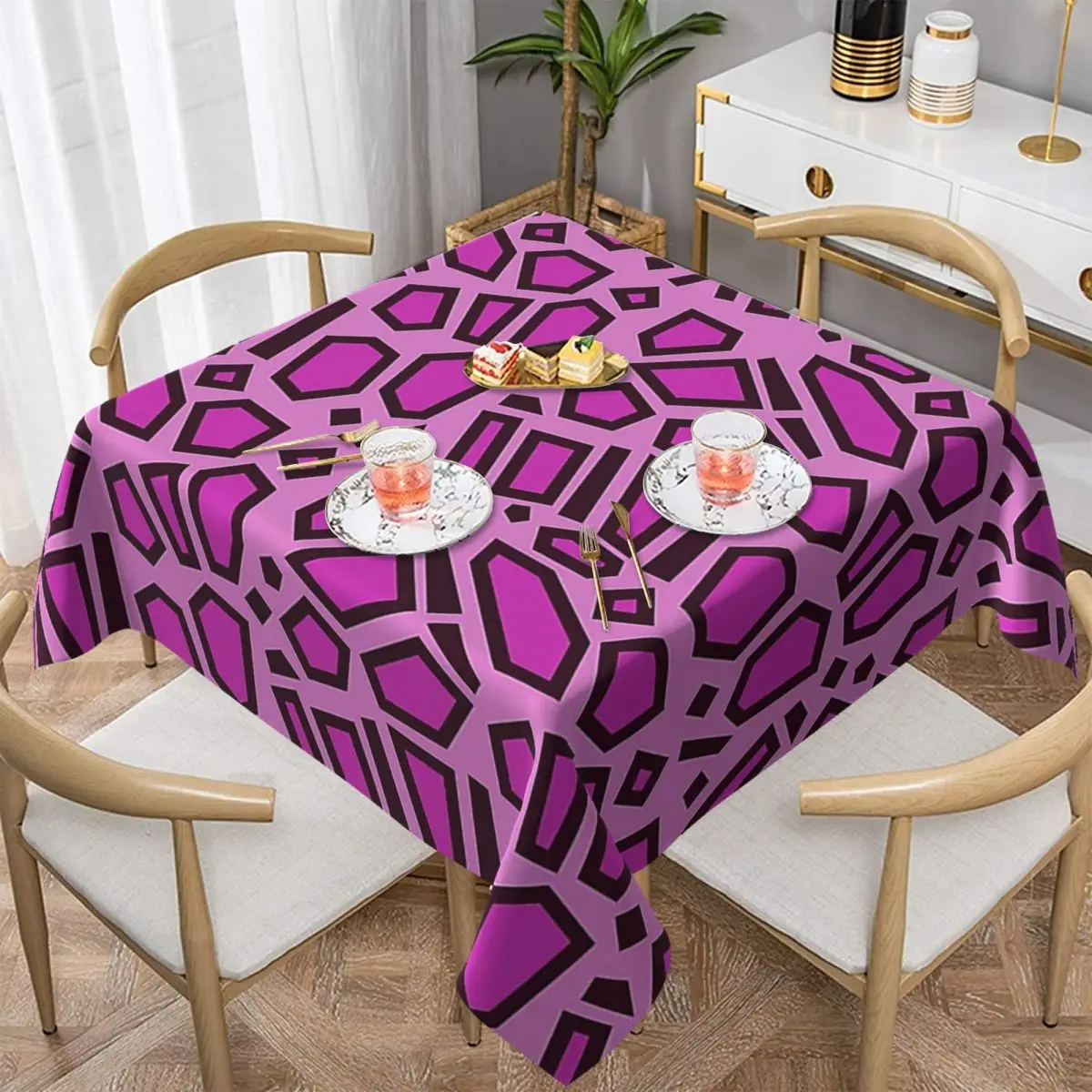 Kipo Pink Mega Jaguar Spots Waterproof Square Tablecloth Oilproof Table Cloth for Kitchen Events Dining Table Cover