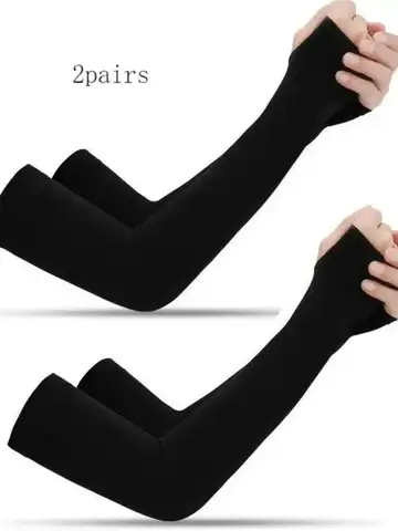 2 Pairs Black Summer Outdoor Riding Driving Arm Guard Hand Sleeve Cover