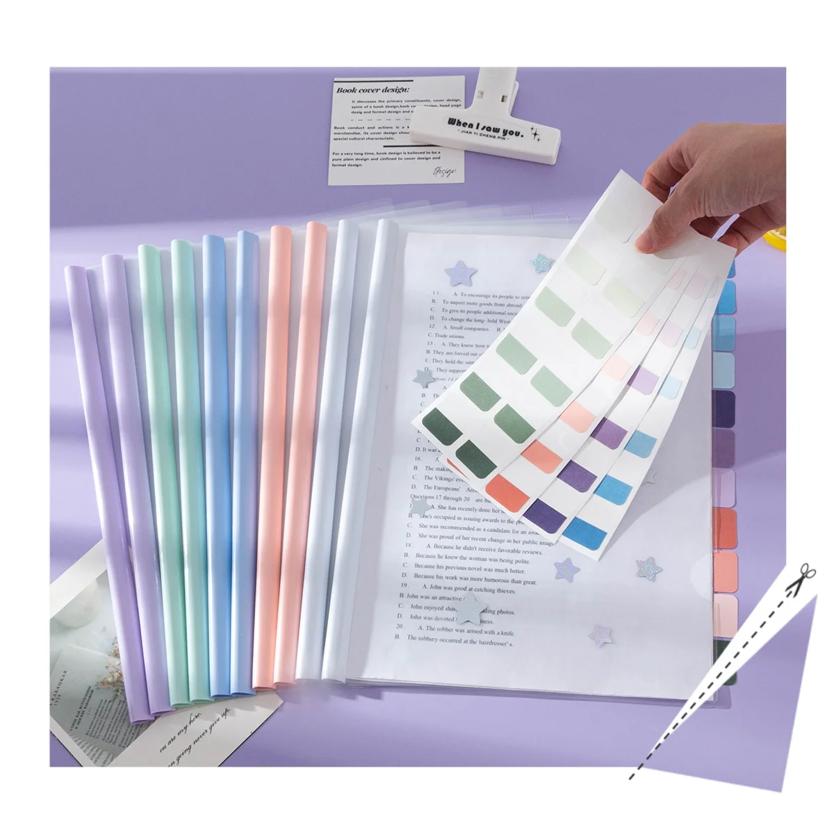 

[Free Star Stickers + Index Stickers] Transparent A4 File Folder with Pull Rod, Thickened Document Folder for Test Papers