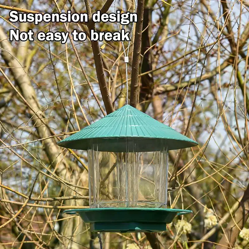 /TPz/Garden Gazebo Hanging  Bird Feeder Outdoor Container With Hang Rope Pet Birds Feeding House Type Bird Feeder Waterproof view 3