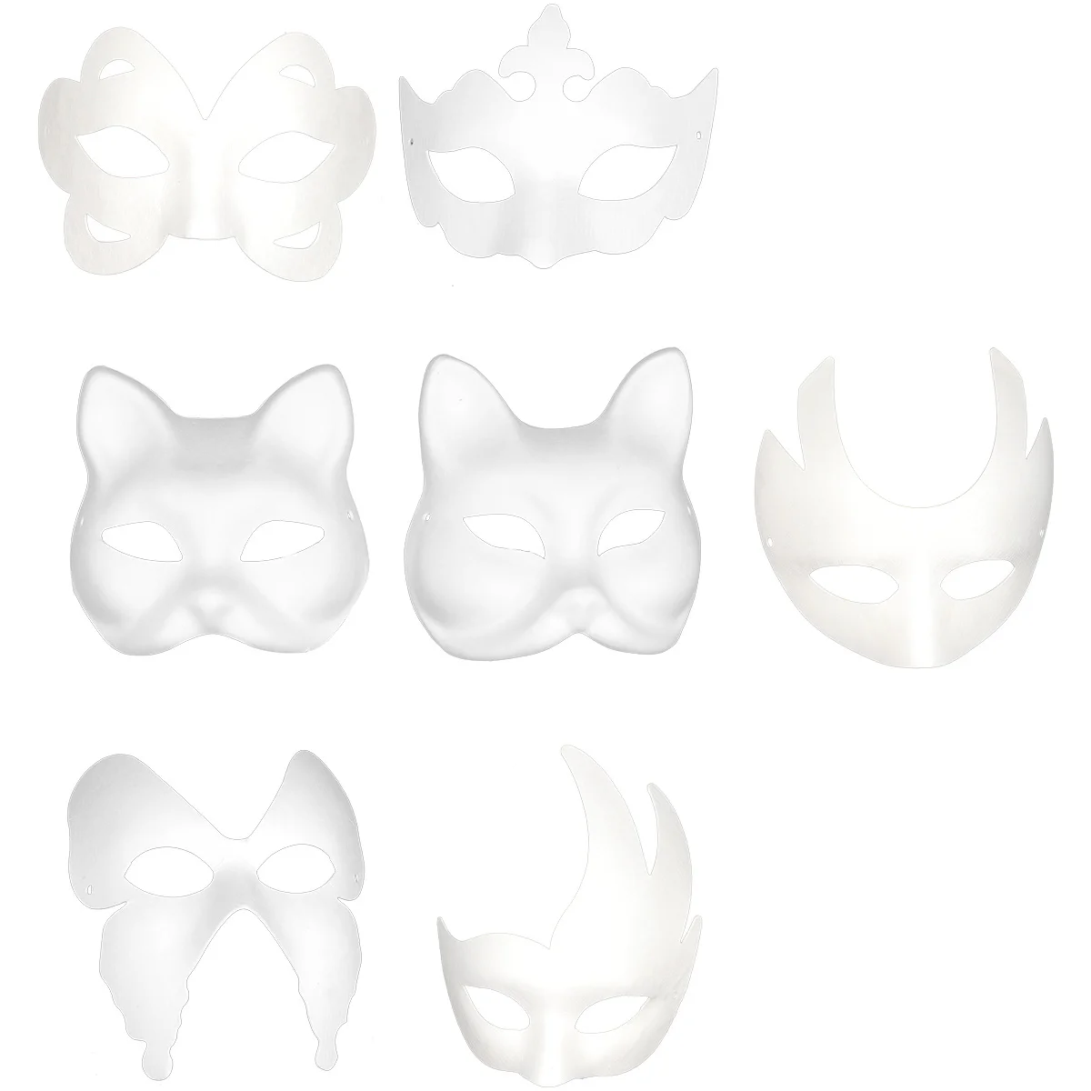 

7Pcs White DIY Mask Paintable Face Cover for Kids Hand-Painted Paper Mask for Dance Ball Festival Performance Lightweight