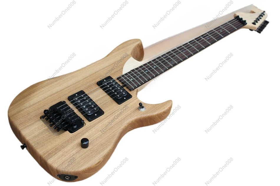 Flyoung Natural Wood Color Electric Guitar with Black Hardware,Rosewood Fingerboard,Offer Customize