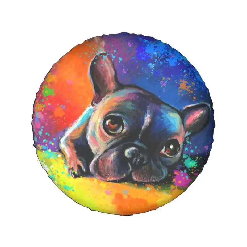 Colorful French Bulldog Spare Tire Cover for Toyota Land Cruiser Prado Dog 4WD 4x4 RV Car Wheel Protector 14