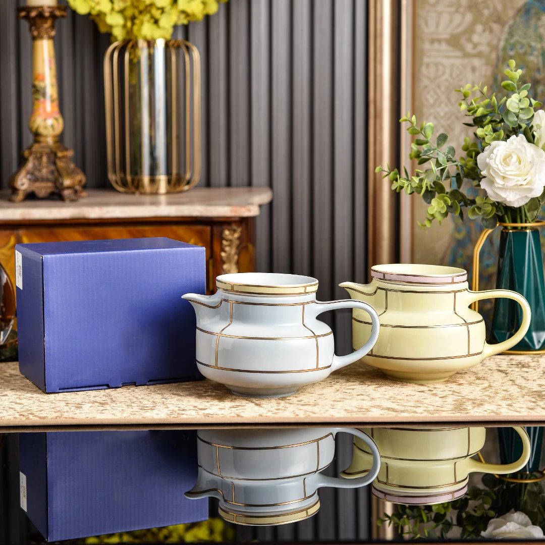 Italian Macaron Colored Ceramic Cup and Saucers Set Teapot Fine Home Porcelain 88ml/150ml Coffee Cup 250ml Tea Cup Drinkware