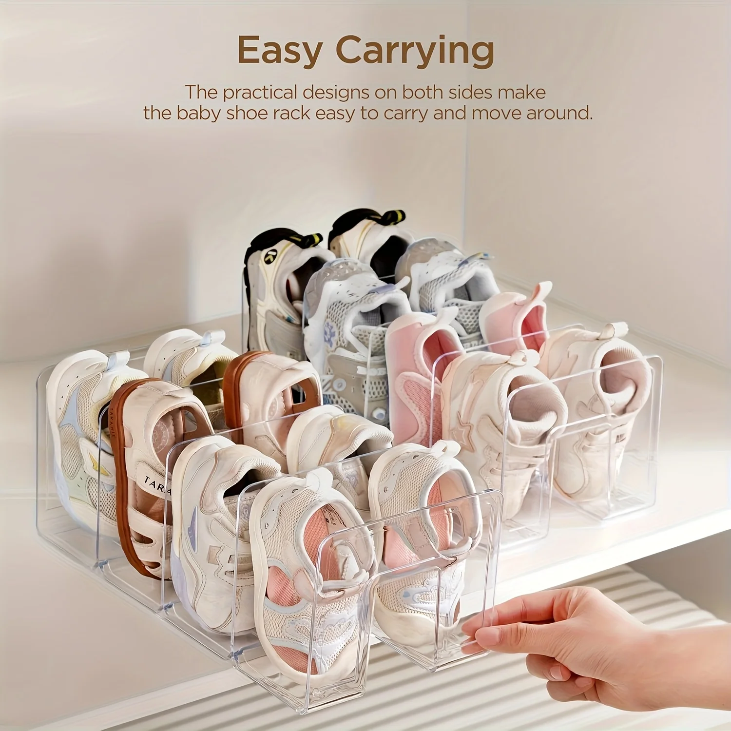 

Transparent Acrylic Shoe Rack For, a Solution for Closets, Featuring a 4-Compartment Design for Shoes, Stackable Shoe Organizer