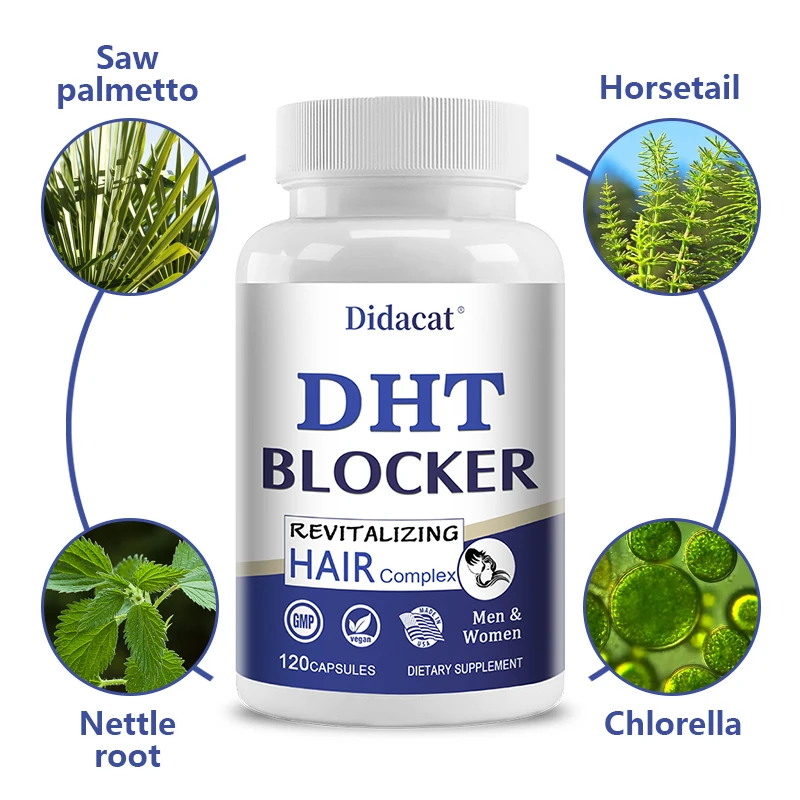 DHT Blocker Promotes Hair Growth, Contains Saw Palmetto Biotin, Suitable for Hair Skin and Nails, Hair Regeneration