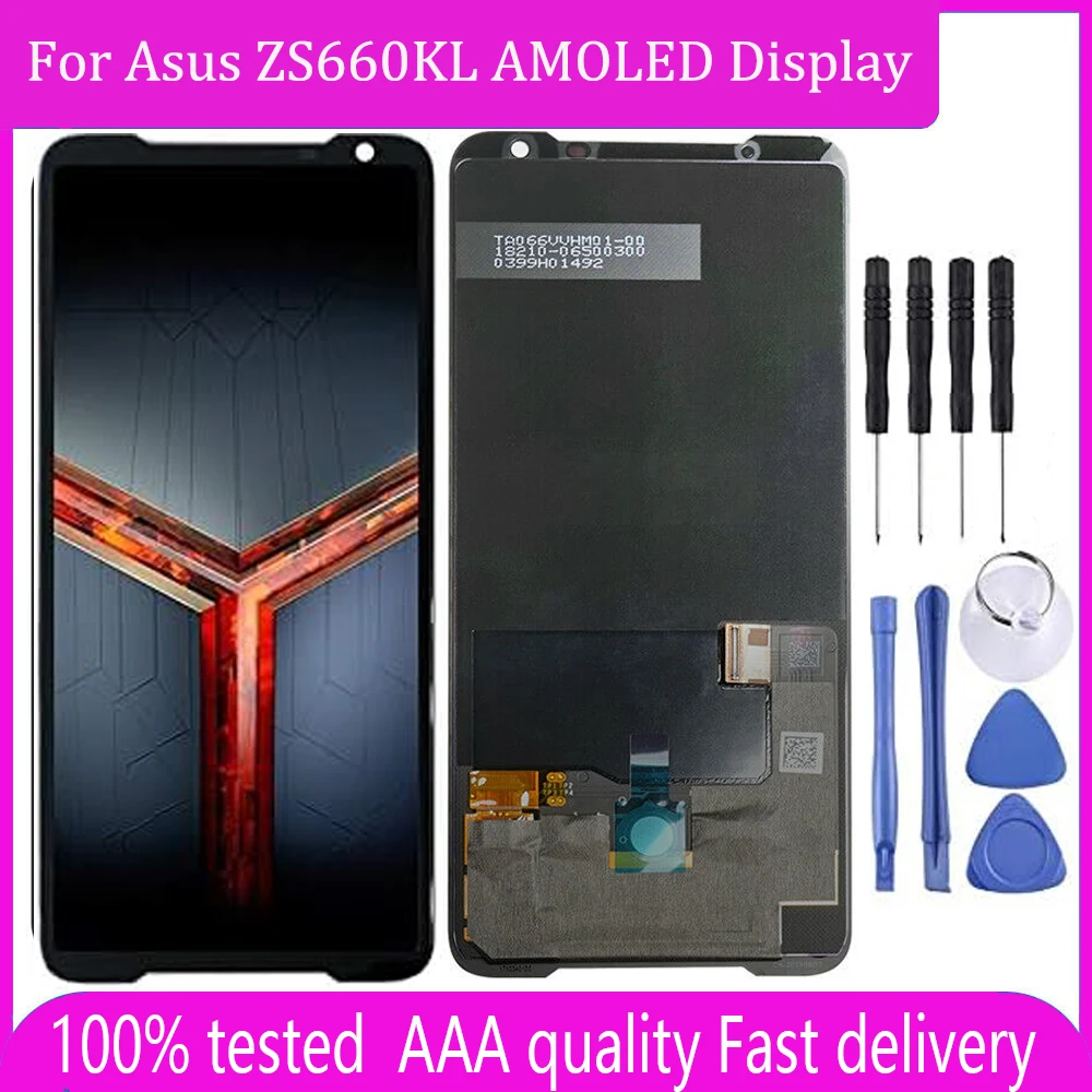 6.59\'\' Super AMOLED LCD Replacement for Asus ROG Phone II ZS660KL Touch Screen ROG 2 Display With Frame For ASUS ZS660KL I001DA