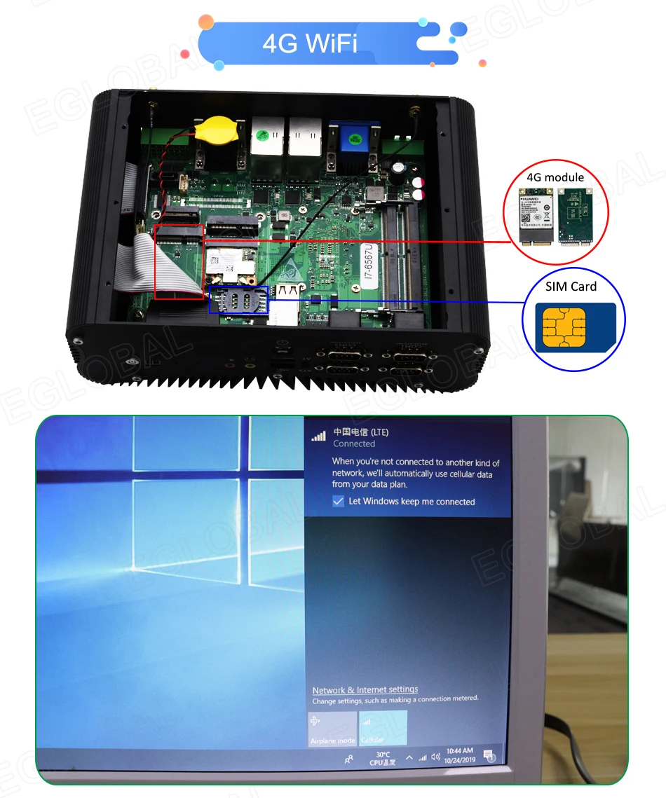 Imagem -06 - Eglobal Melhor Industrial Mini pc Intel Core i5 8250u 10210u i7 10510u Lan com Gpio Vga Hdmi Rico Interfaces Computador