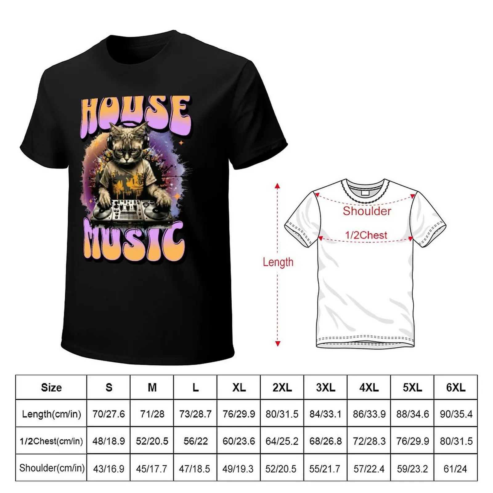 HOUSE MUSIC - Feline Dj On Decks (pink/orange) T-shirt customs heavyweights plus size tops slim fit t shirts for men