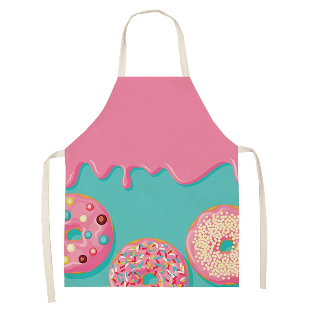 Ice cream pattern kitchen apron waterproof haircut apron cooking oil-proof cotton and linen anti-fouling chef apron