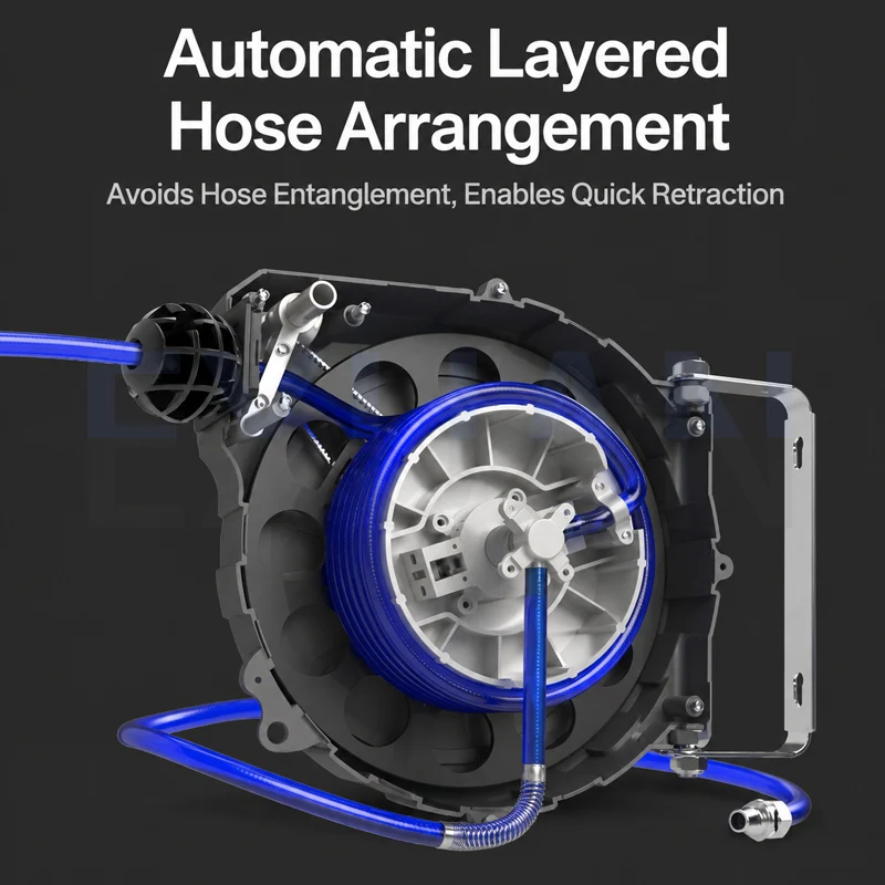Automatic Retractable Hose Reel Air Drum Durable Air Pipe for Car Beauty Repair Pneumatic Tool Compatible with Air Compressor view 5