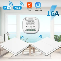 Tuya-インテリジェントタッチウォールスイッチ,Wi-Fi,照明用,rf 433mhz,16Aワイヤレススイッチ,スマートライフアプリ,音声制御,alexa,GoogleHomeで動作