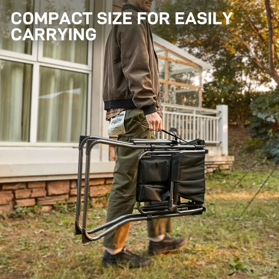 2 قطعة المحمولة 30.7 مقعد ارتفاع طويل القامة كرسي تخييم قابل للطي مع طاولة جانبية للمناسبات الخارجية العروض الحرفية وفناني الماكياج #3