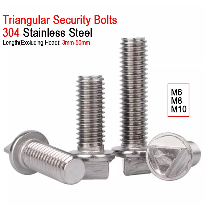 1/2/5pcs M6 M8 M10 304 A2 Stainless Steel Security Bolts External Triangular Anti-theft Safe Screw Machine Fastener