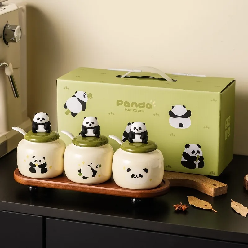 

Panda Ceramic Seasoning Jar Set with High Beauty and Good Items Home Kitchen Salt Jar Relocation Gift Box Set