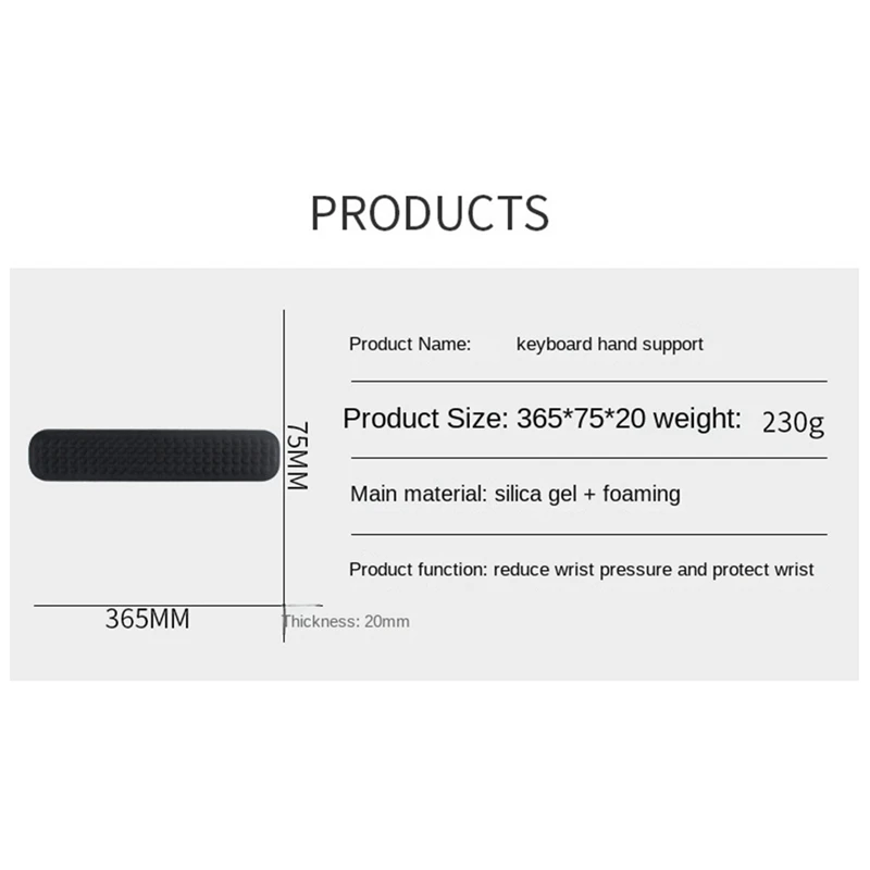 Tapis de souris en silicone pour clavier, support de poignet, mousse à mémoire de forme, solide, adapté aux jeux de bureau