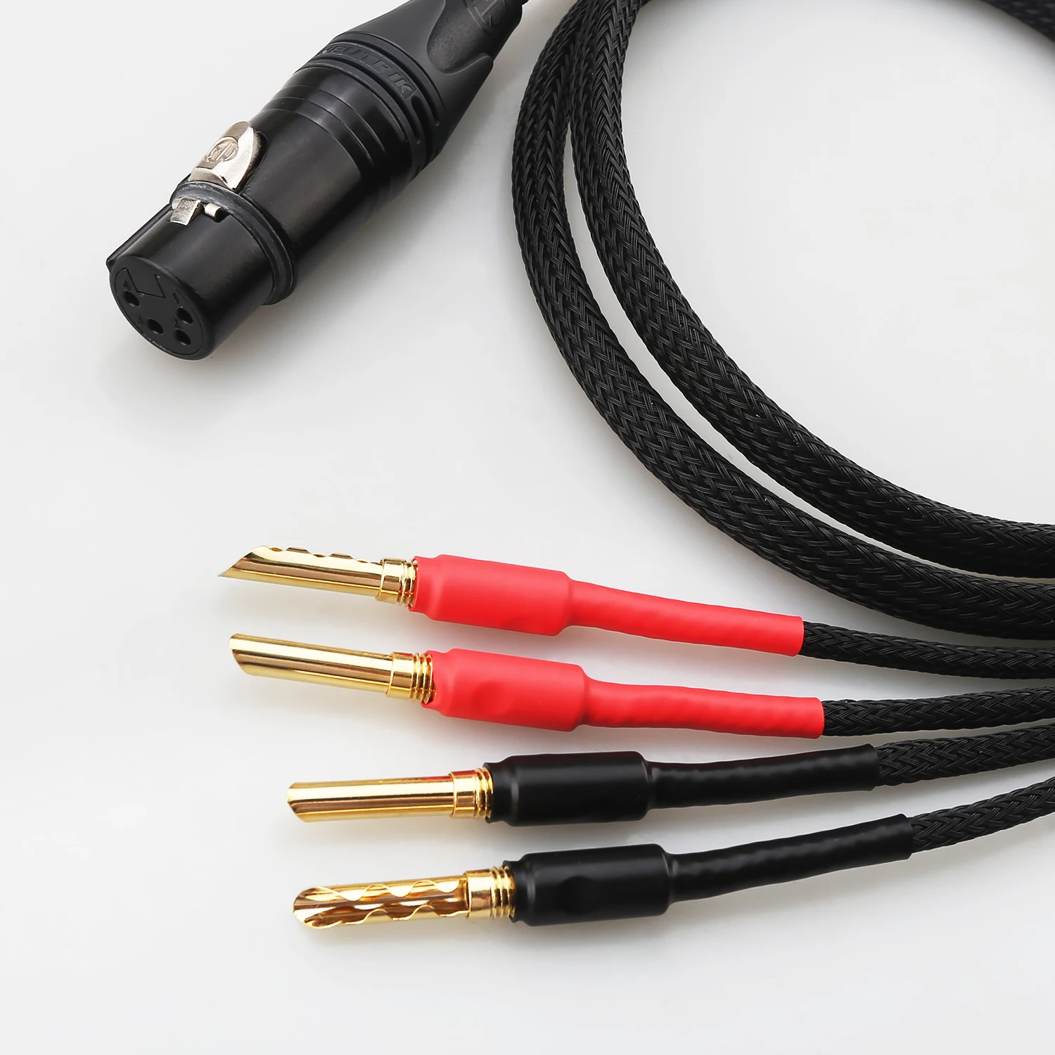 4x15AWG OFC Speaker Cable XLR Female to 4 Banana/Y Spade Plugs for Amplifier Speaker Connection