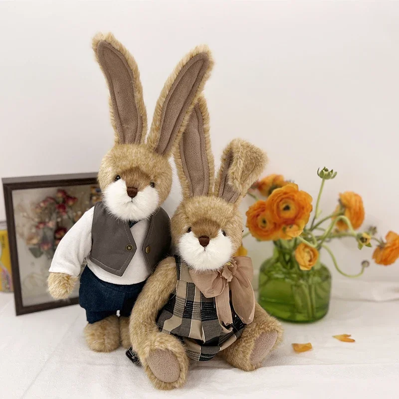 Cartoon Long ears Rabbit plush toys with movable joints Plush rabbit Couple bunny toys doll birthday friends gift Window display