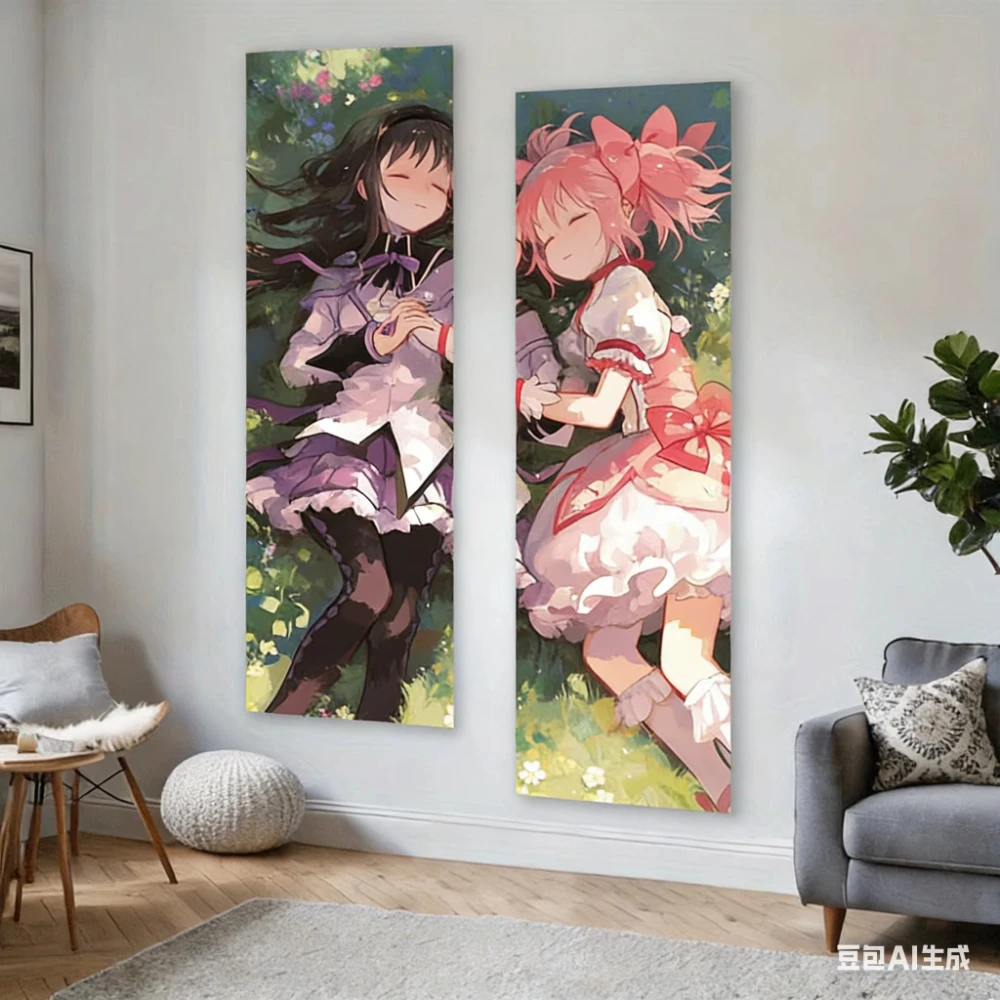 Cute Girl m-Madoka m-Magica Style Tapestry Anime Design Bedroom Wall Hanging Fabric Living Room Home Dorm Decor Art Decor