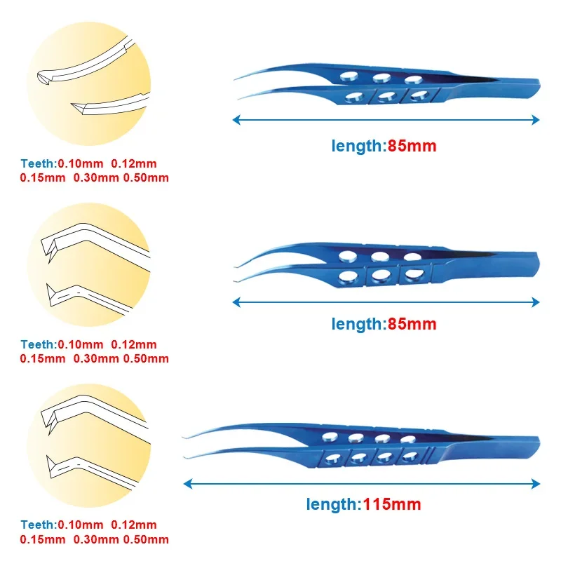 1 шт. офтальмологические зубчатые щипцы Colibri с плоской ручкой, офтальмологический инструмент из титанового сплава