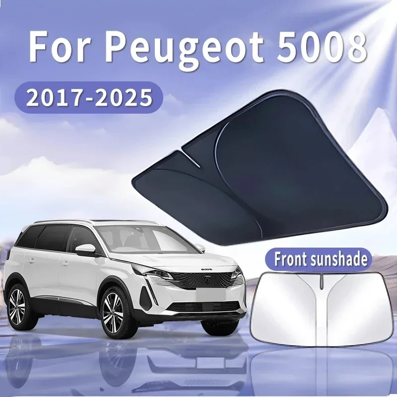 

Складной автомобильный солнцезащитный козырек для Peugeot 5008 2017 ~ 2025 2018, солнцезащитный козырек на лобовое стекло, теплоизоляция, летнее охлаждение, автоаксессуары