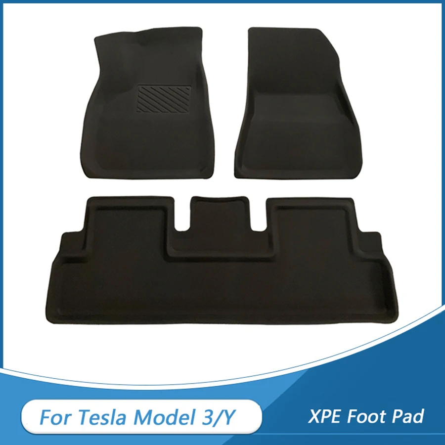 For Tesla Model 3/Y Car Waterproof Non-slip Floor Mat TPE Modified Car Accessories 3Pcs/Set Fully Surrounded Special Foot Pad