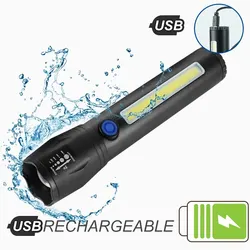 Mini Led Flashlight Built In Battery Zoom Focus Portable Torch Lamp Rechargeable Adjustable Waterproof Outdoor USB Led Penlight