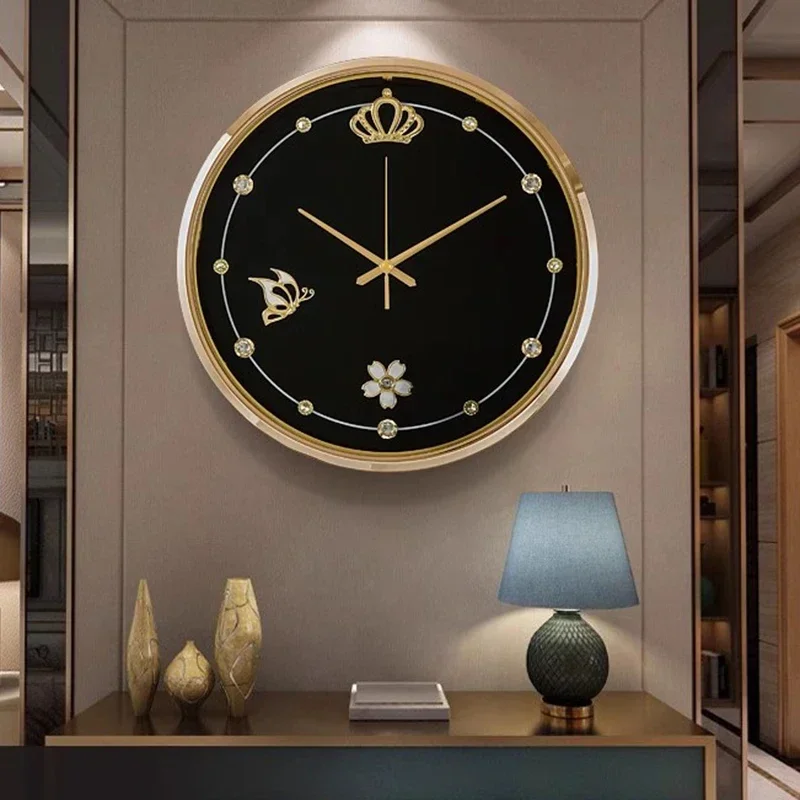 Luxury Round Wall Watch Living Room Fashion  Silent Clock Wall Metal Art  Home Decor