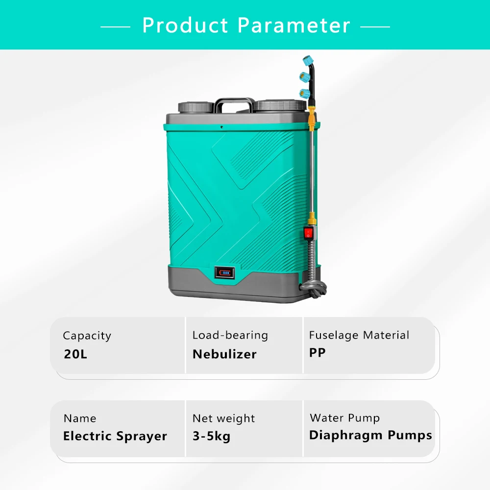 20L Electric Back Sprayer Agricultural Fresh Air Supply Barrel Sprayer Rechargeable Lithium Battery Suitable Suitable for Garden