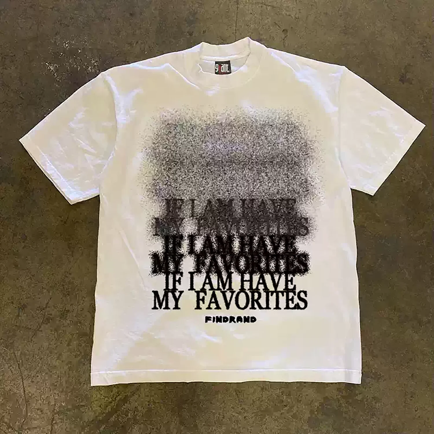 90s Retro Y2K Streetwear T Shirt for Men, Blurry Noise Texture Repeated Slogan Text Print, Oversized Crew Neck Soft Washed Cotton Casual Daily Tops.