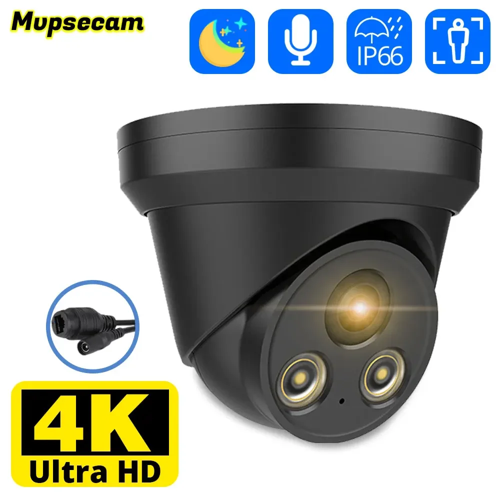 Ultra HD 4K PoE IP Camera 8MP Outdoor Waterproof Metal Dome Surveillance IP Camera Color Night Vision Human Detect Remote Access