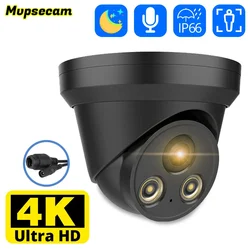 Telecamera IP Ultra HD 4K PoE 8MP telecamera IP di sorveglianza a cupola in metallo impermeabile per esterni visione notturna a colori rilevamento umano accesso remoto