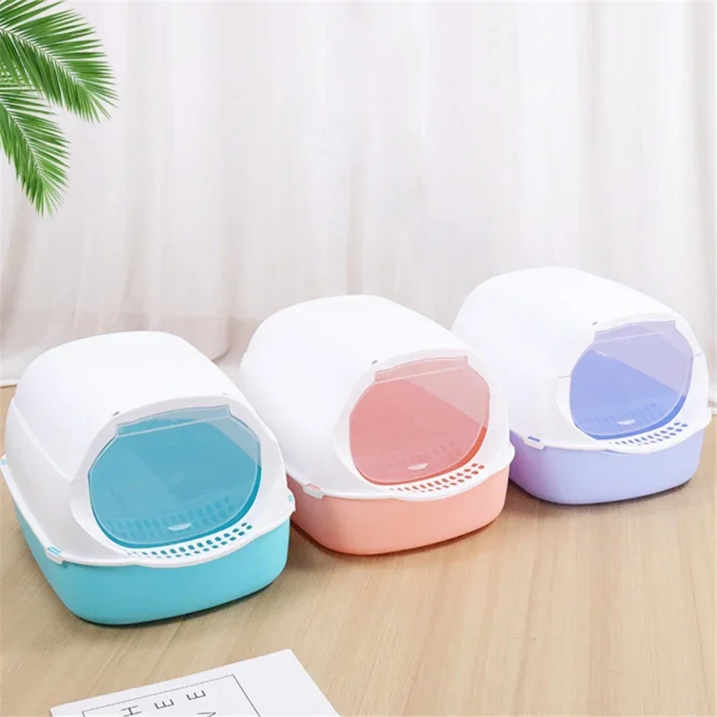 

Cat Bedpan Pet Litter Box Kitten Anti Splash Toilet Fully Enclosed Spillproof Deodorant Cat Toilet Plastic Sandbox Sanitary Tray