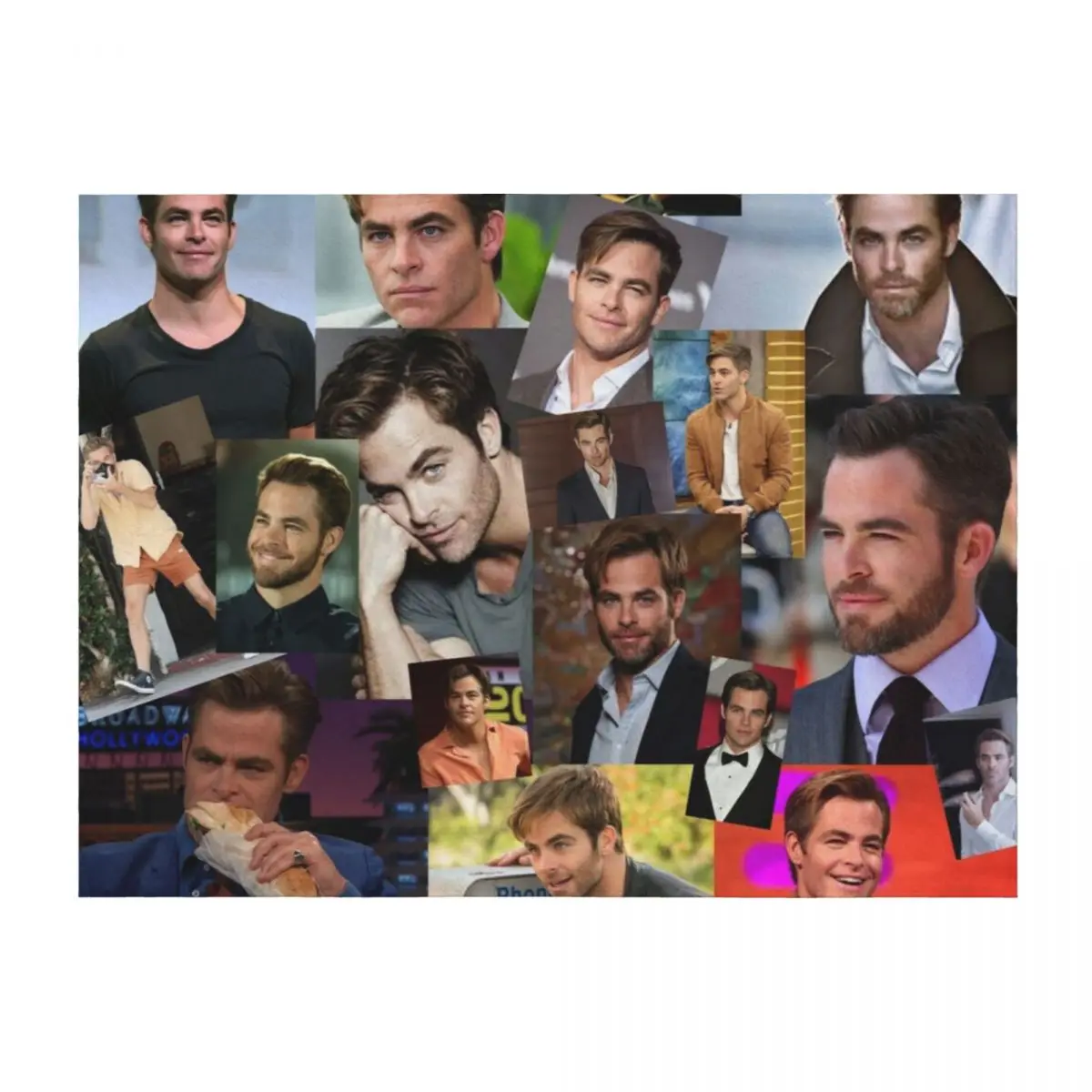 

Chris Pine collage Throw Blanket Single Loose Warm Decorative Sofas Blankets