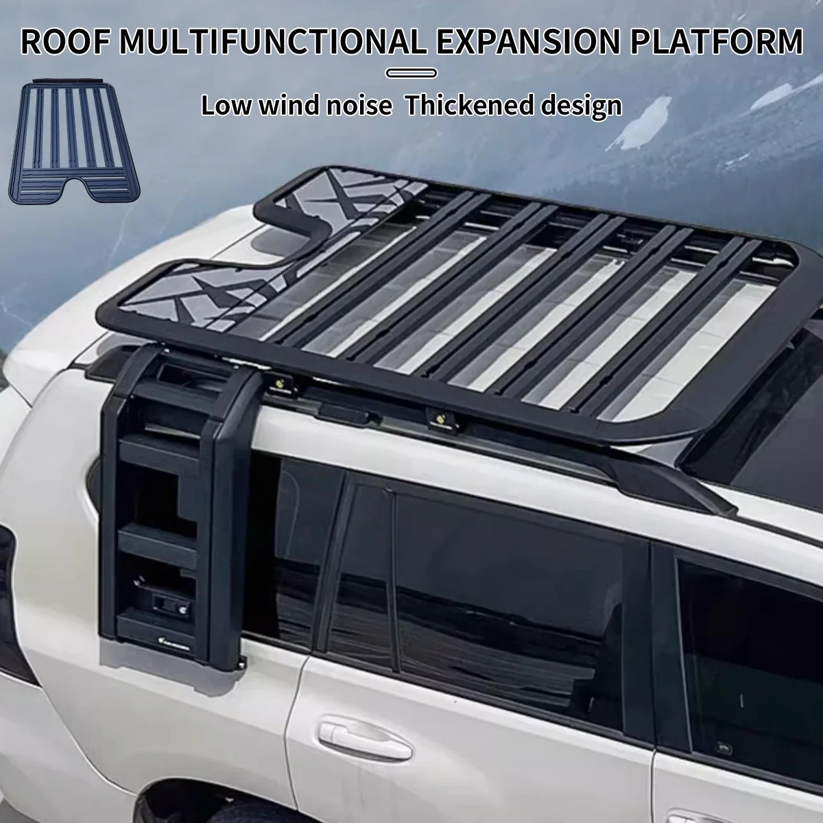 Suitable for  Land Cruiser LC200 off-road perforated roof aluminum alloy expansion platform engineer shovel