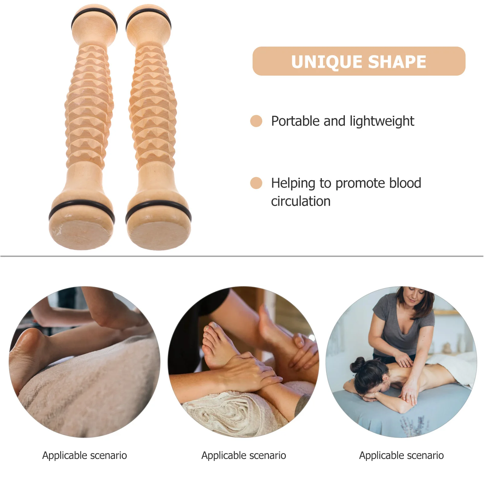 

2pcs Massage Roller Wheels for Legs Back Muscles Stretching Calf Waist Body Tool Portable Wooden Roller