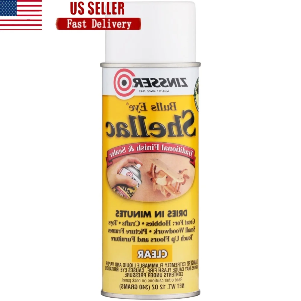 

Спрей-герметик для отделки Shellac, проекты «сделай сам», поделки, быстросохнущий, с низким запахом, прозрачная защита древесины, гипоаллергенный, 12 унций, 15 кв. футов