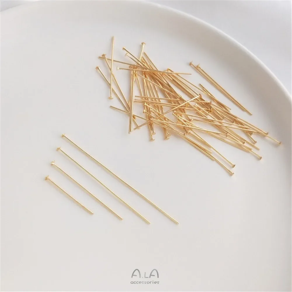 14K gold-plated bead head needle 9 pin T needle diy accessories Flat head round head needle head jewelry hand made materials