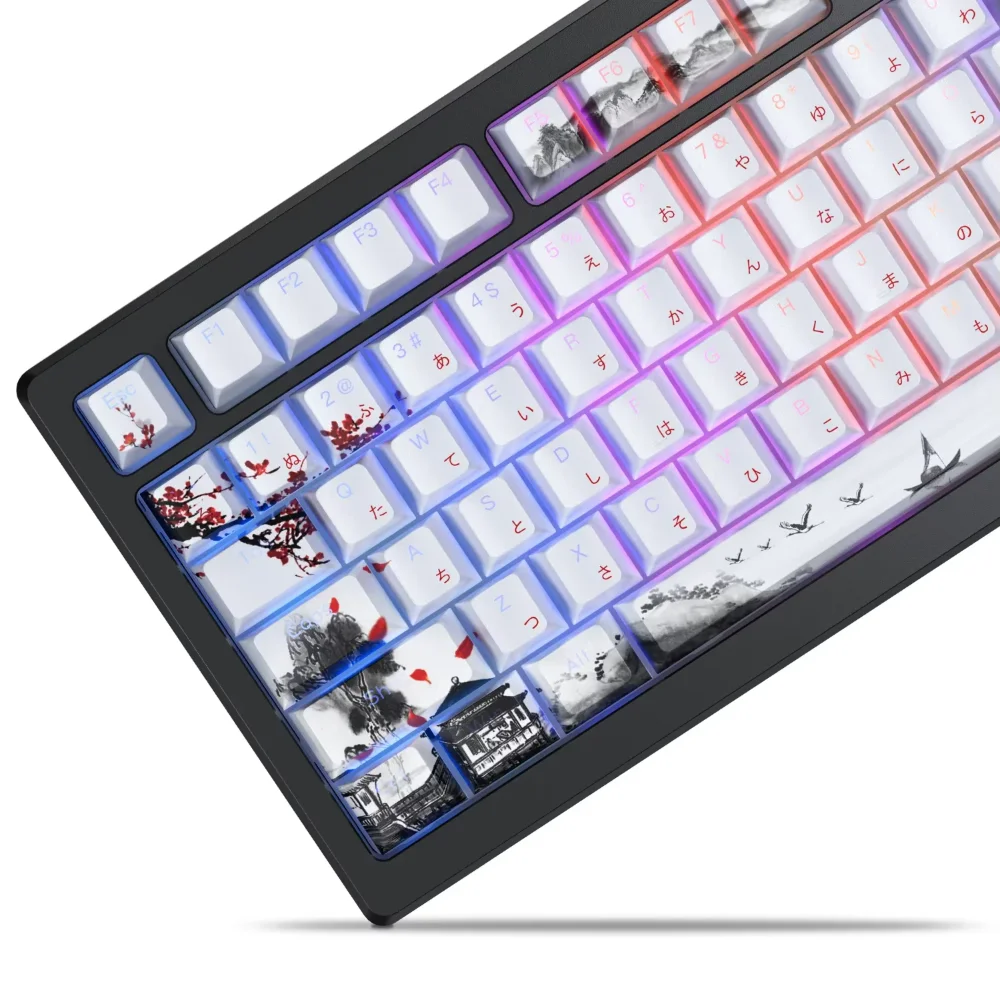 Shanshui Meihua Cherry Keycaps PBT 127 Toetsen Japanse Creatieve voor 60/64/84/98/108 Gaming Mechanische Toetsenbord MX Schakelaar