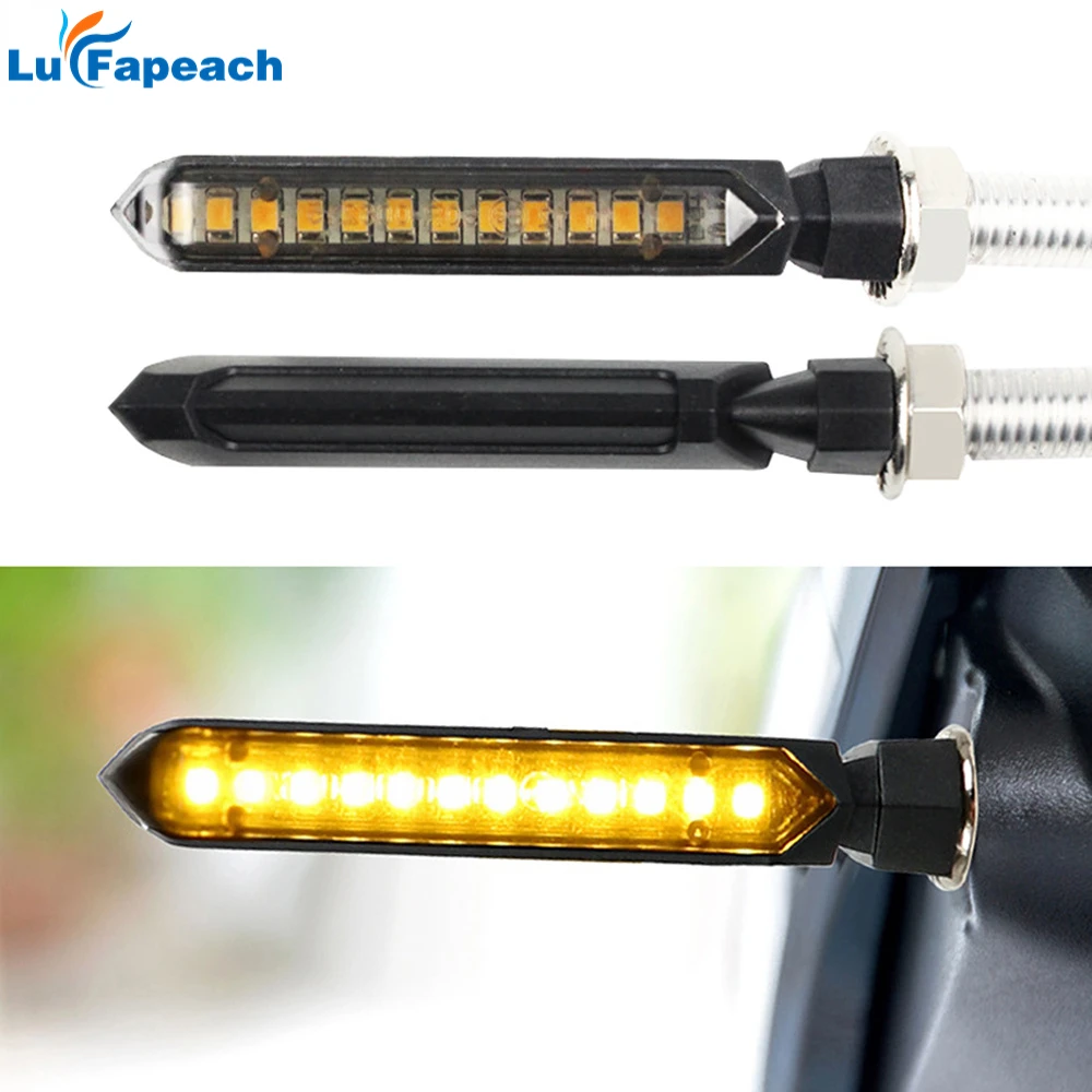 1 Pair Yellow Flowing Water Blinker Light 12 LEDs Motorcycle Signal Lamp LED Turn Signals Light Universal