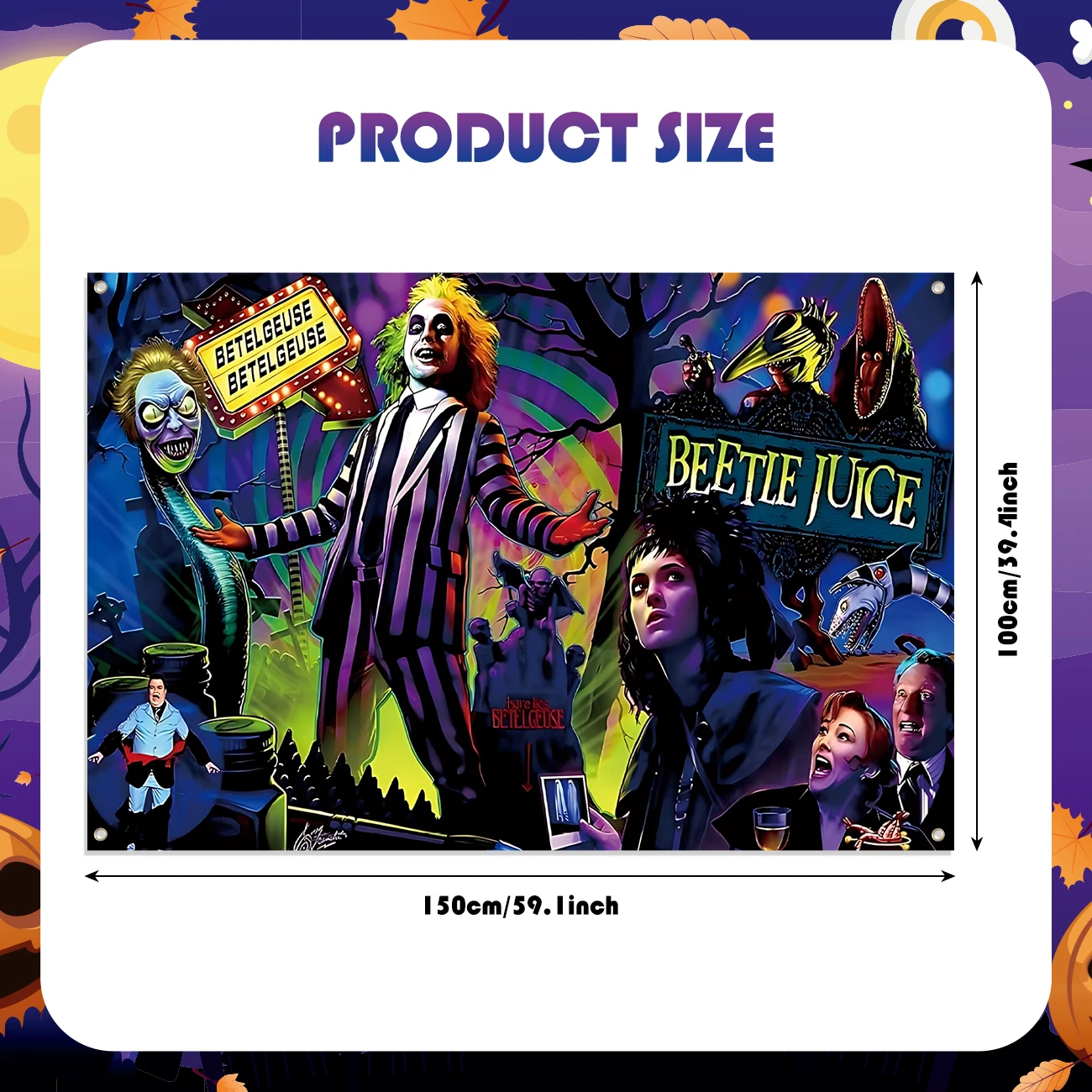 Beetlejuice Party Decoration Scary Creepy Halloween Photo Backdrop Classic Movie Role Beetlejuice Banner Horror Party Decoration